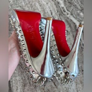 Silver Spiked Heels
